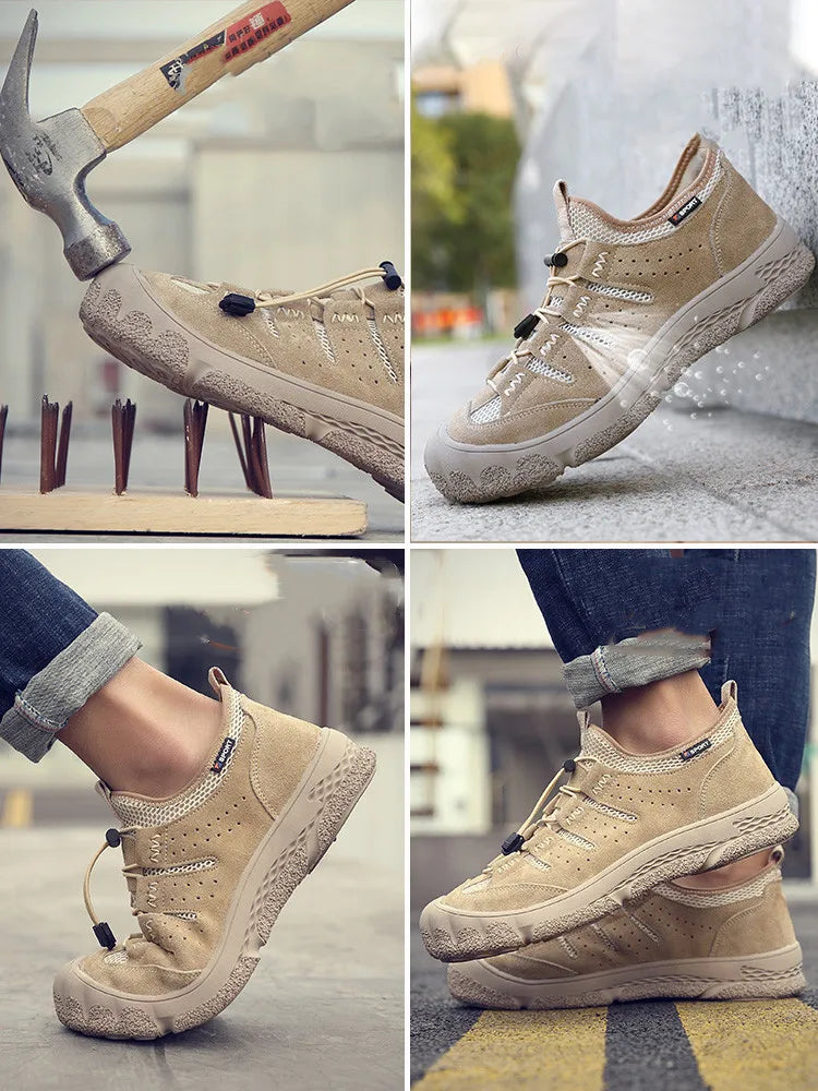 Work Safety Shoes Men Breathable Steel Toe Shoes Women Indestructible Work Sneakers Lightweight Protective Safety Boots
