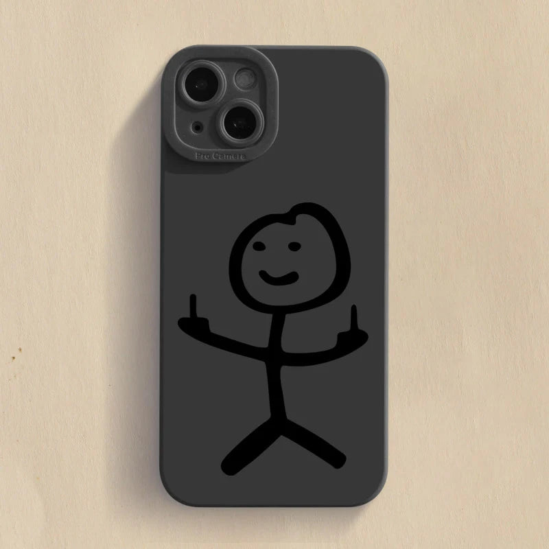 Cute Cartoon Matchman Matte Silicone Phone Case For iPhone 16 11 12 13 14 15 17 Pro Max XR XS X 7 8 Plus SE2 16E Soft Back Cover