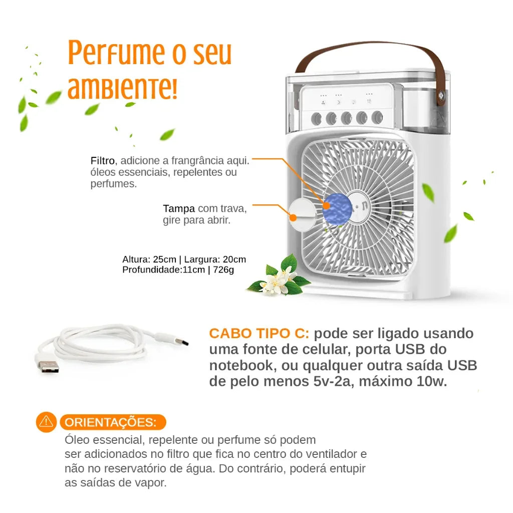Mini Air Conditioner Climatizer Humidifier Portable Fan USB Led Bedroom Living Room Office Table Reservoir 600ml Handle