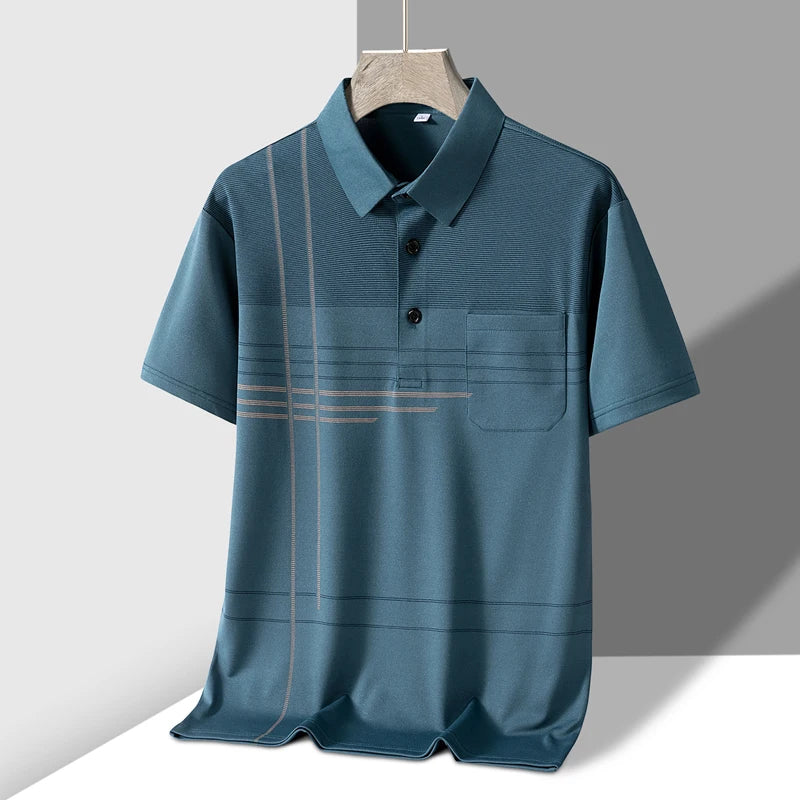 TFETTERS Summer Golf Wear Polo Shirt for Men Breathable Front Pocket Design Graphic Polo T-shirt Man New Collection 2025