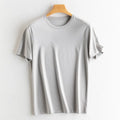 Birdtree 7% Silk 62% Cotton Short Sleeve T-Shirt Men Thin Loose Breathable Basic Solid Cultural T-Shirt 2024 Summer T41479QC