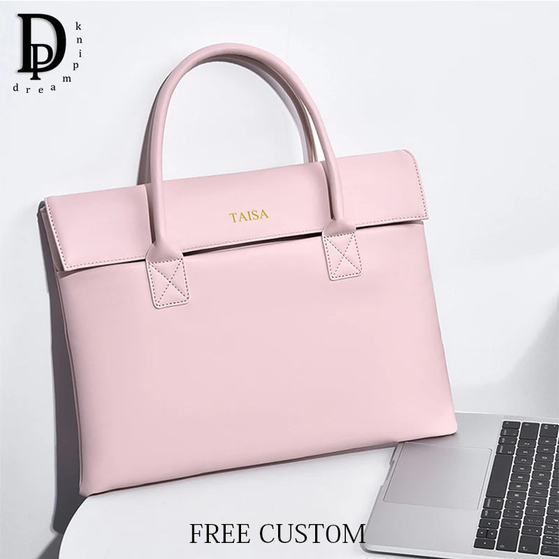 Custom Initials Laptop Bag – PU Leather Briefcase