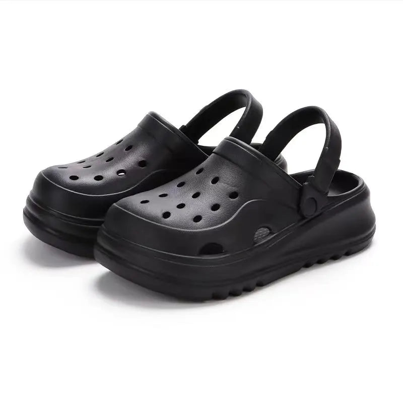2025 Summer 5cm Women's Thick Sole Hole Shoes High Heel Soft Sole Beach Garden Shoes Women's Elevated Anti Slip Platform Sandals