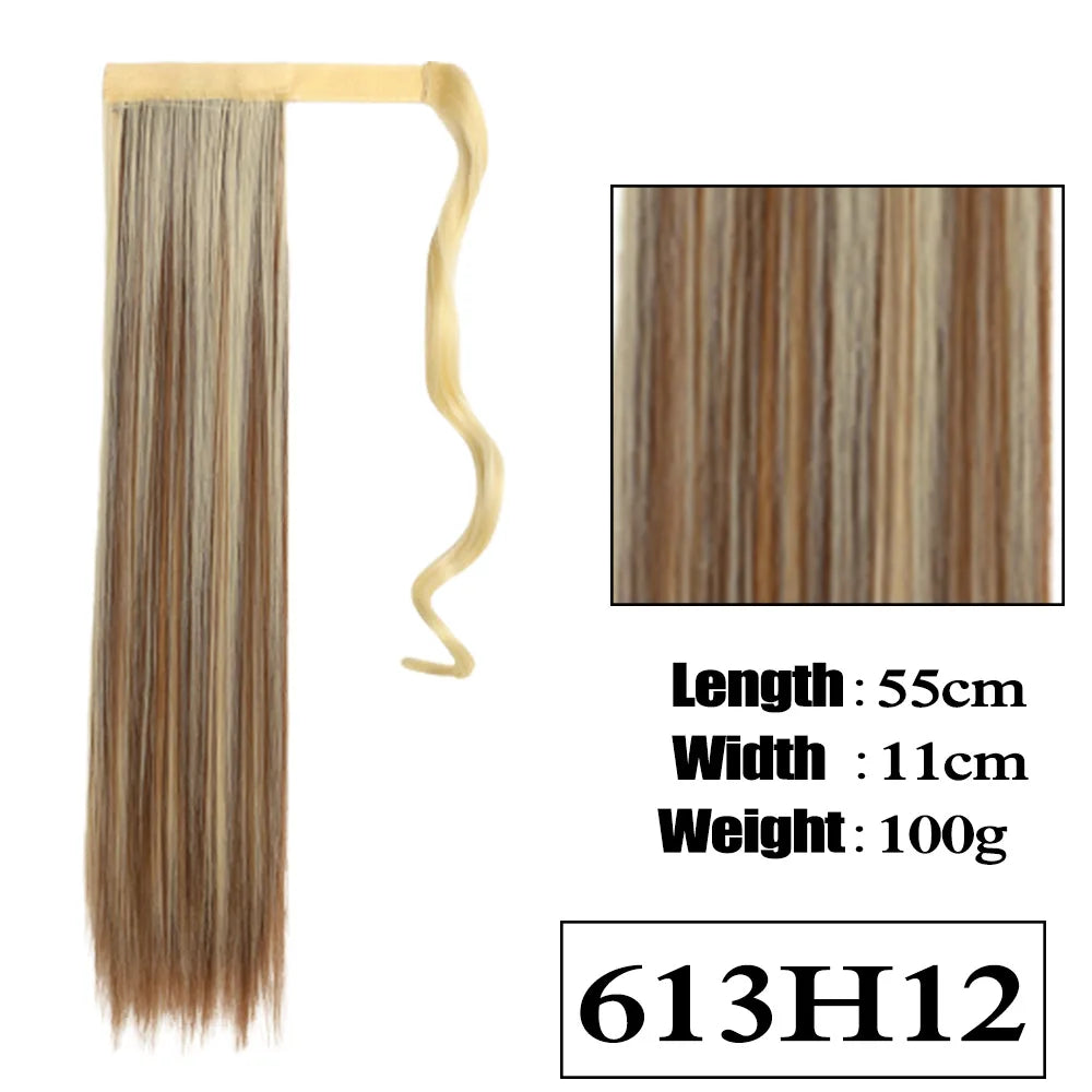 VIVIEIEI Ponytail Hair Extension 22 Inch 100g Natural Black Ponytail Extension Clip in Wrap Around Hair Extension Hairpieces