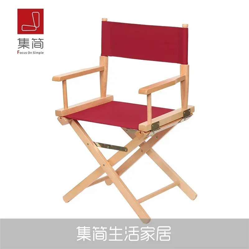 Versatile Solid Wood Director Chair Folding Canvas High Stool Multipurpose Office Chair Makeup Chair Portable Seat Comfortable