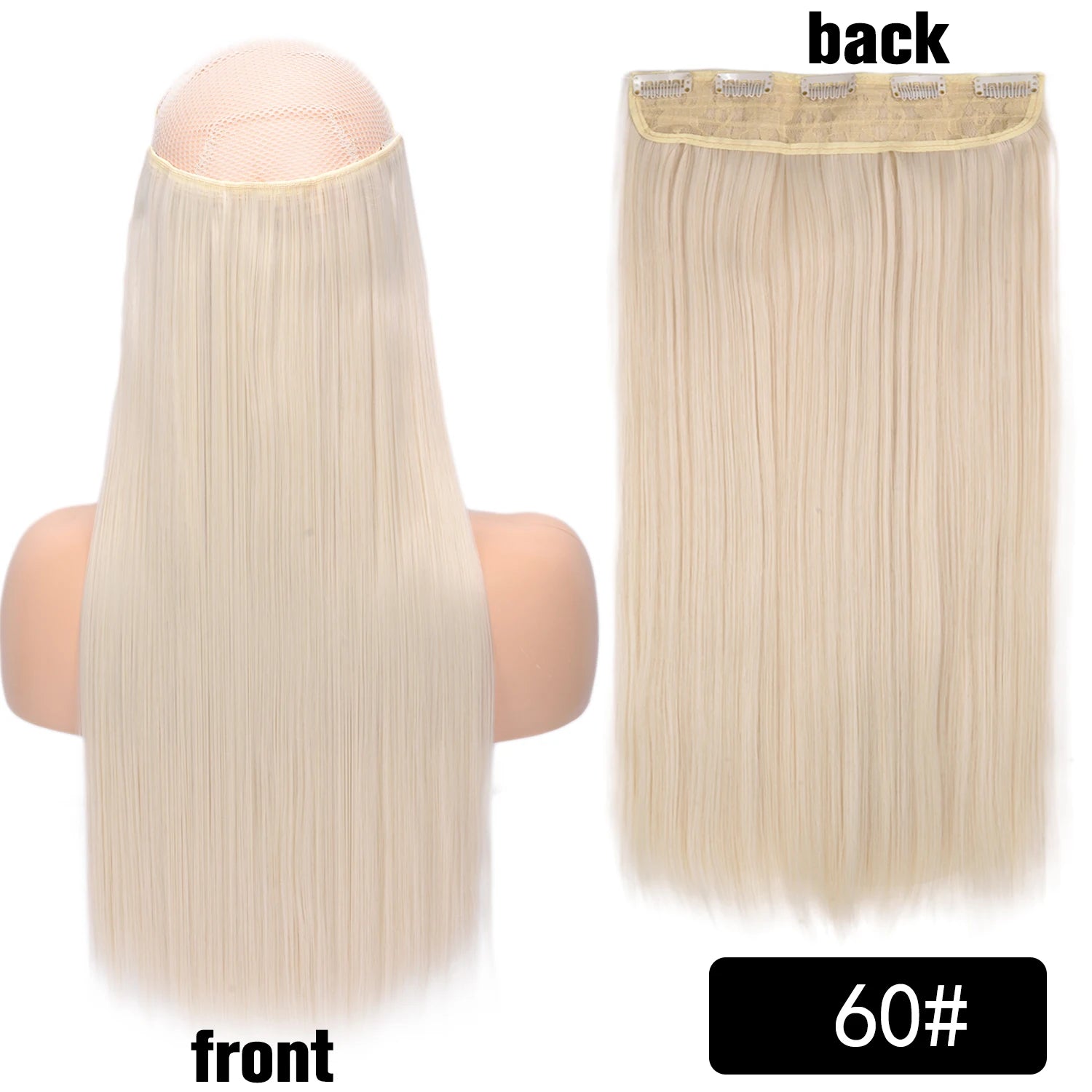 5 Clip-In Hair Extensions Long Straight One Piece Synthetic Heat-Resistant Fibre Hairpiece 22Inch Black Blonde Natural Hairstyle