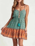 Fitshinling Button Down Vintage Summer Dress Dance Wear Slim Print Party Sundress Sexy Short Party Dresses Women Costume 2024