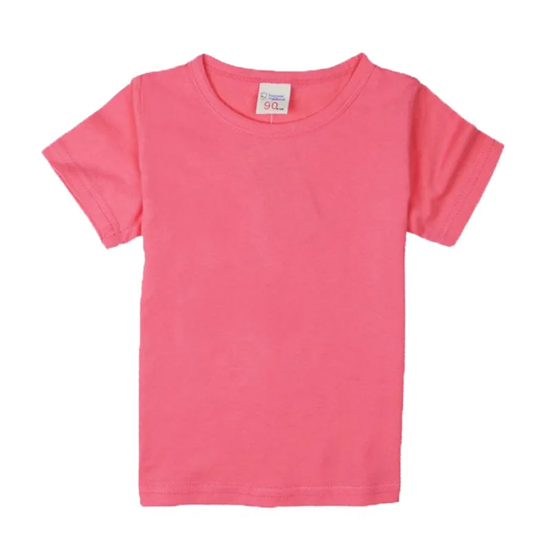 100% Cotton Summer Boys T Shirts Children's Tops Plain Cotton Girls Tops 14 Colors Teenager T-Shirts Kids T-Shirts for 1-14Years