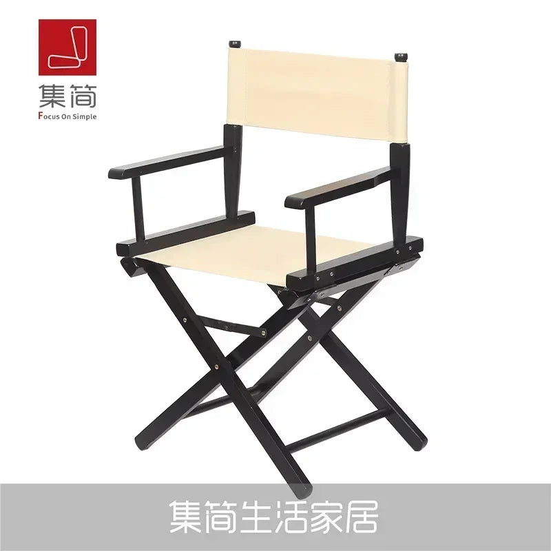 Versatile Solid Wood Director Chair Folding Canvas High Stool Multipurpose Office Chair Makeup Chair Portable Seat Comfortable