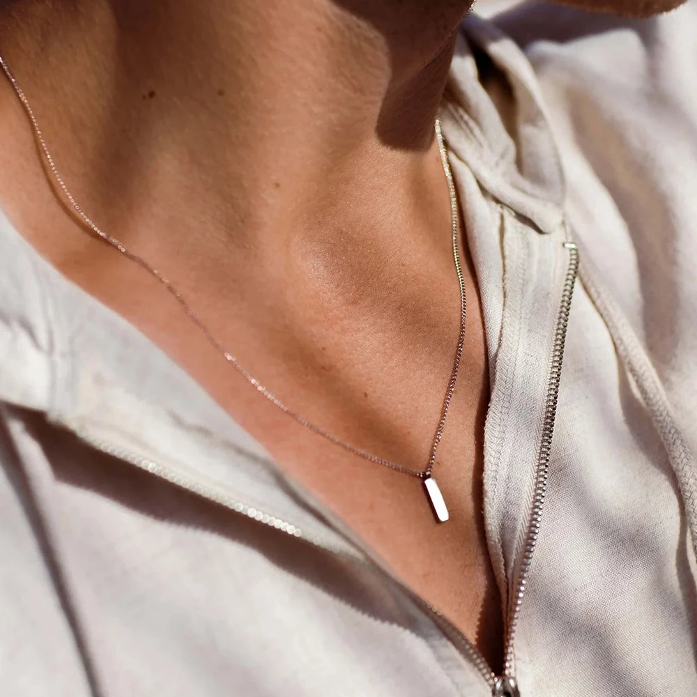 ELANDIS Minimalist Square Pendant Stainless Steel 18K Gold Plated Necklace Fashion Men's Accessories Wholesale
