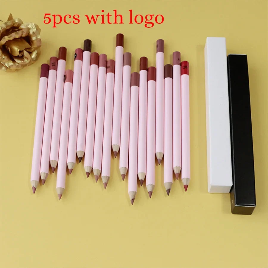 Private Label Pink Lip Liner Pencil Custom Logo Bulk 18-color Cosmetic Multi-functional Waterproof Pigment Lipstick Pen Makeup