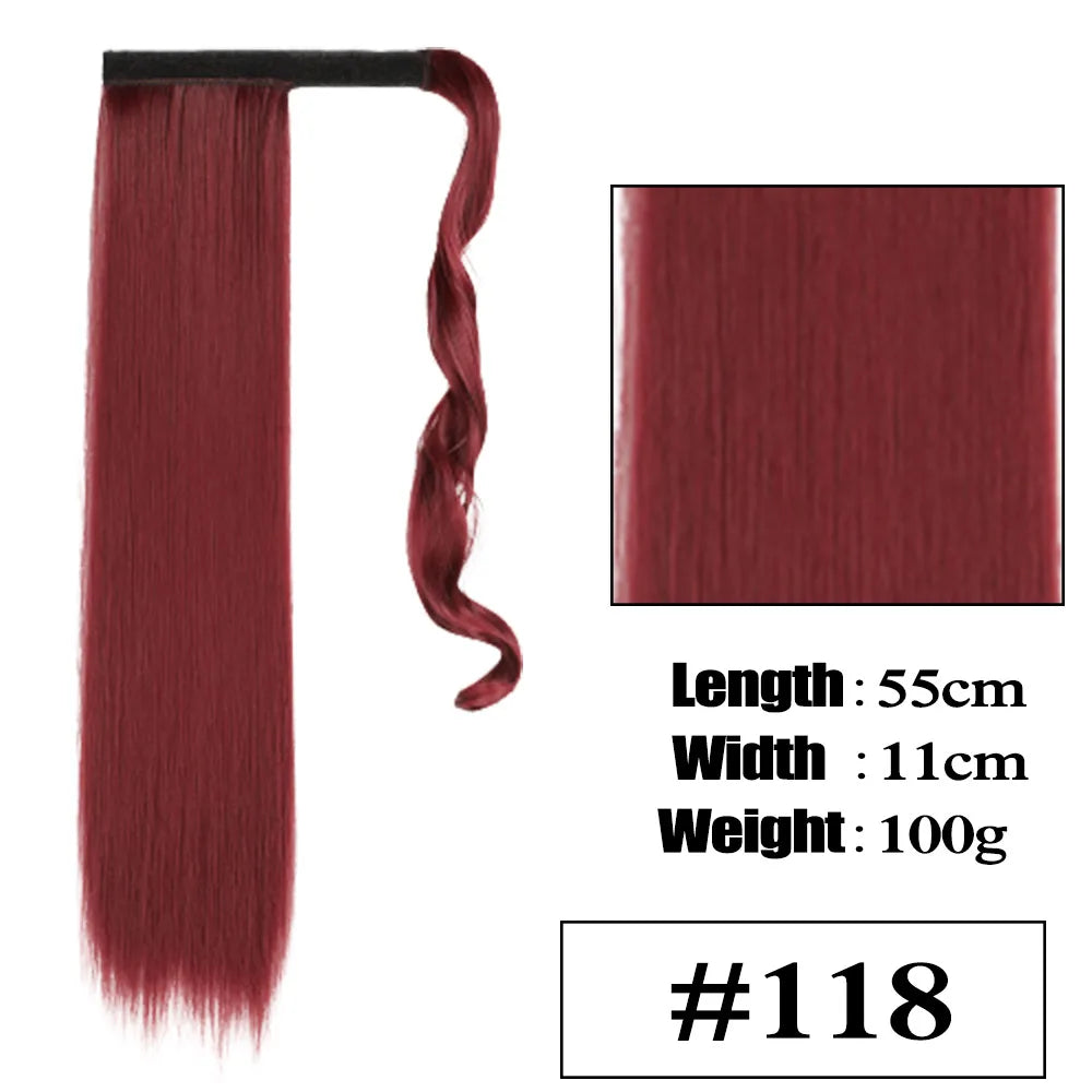VIVIEIEI Ponytail Hair Extension 22 Inch 100g Natural Black Ponytail Extension Clip in Wrap Around Hair Extension Hairpieces