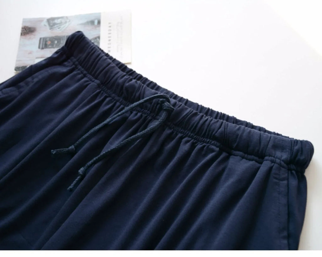 Men's Modal Pajamas Striped T-shirt Shorts