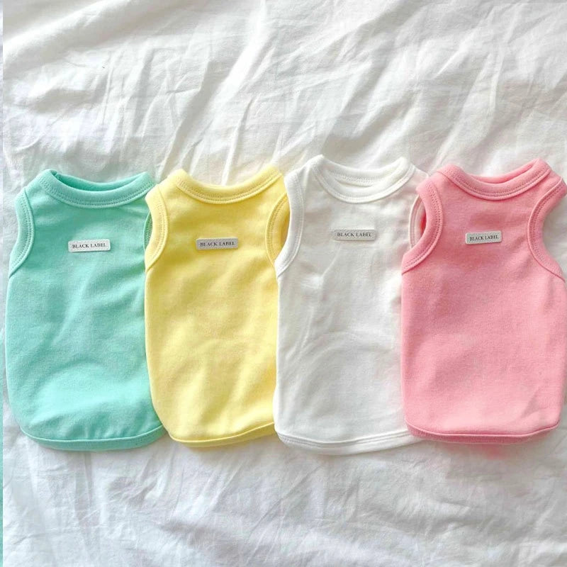 Solid Dog Clothes Summer Cotton Dog Vest Chihuahua Bichon Frise Yorkie Thin Puppy Breathable Dog Clothing Pet Vest Dog Costumes