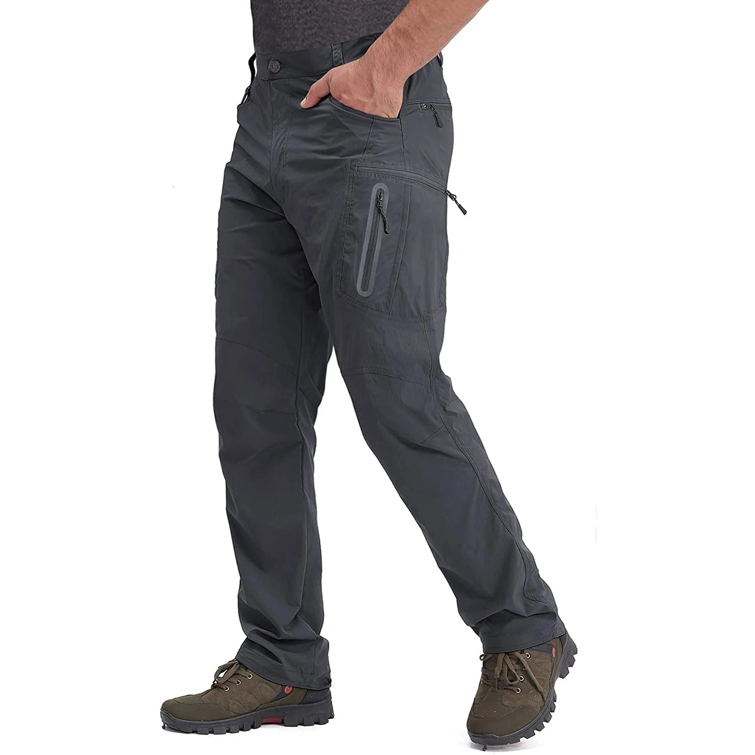 TACVASEN Summer Lightweight Trousers Mens Fishing Pants Outdoor Hiking Nylon Quick Dry Pockets Cargo Pants Casual Work Trousers