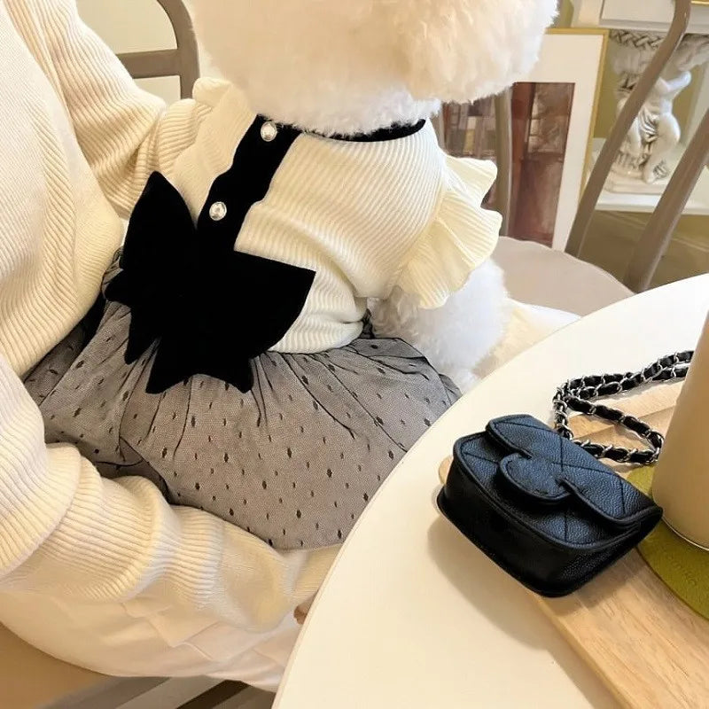 Luxury Dog Dress Lace Bow Skirt Small Dogs