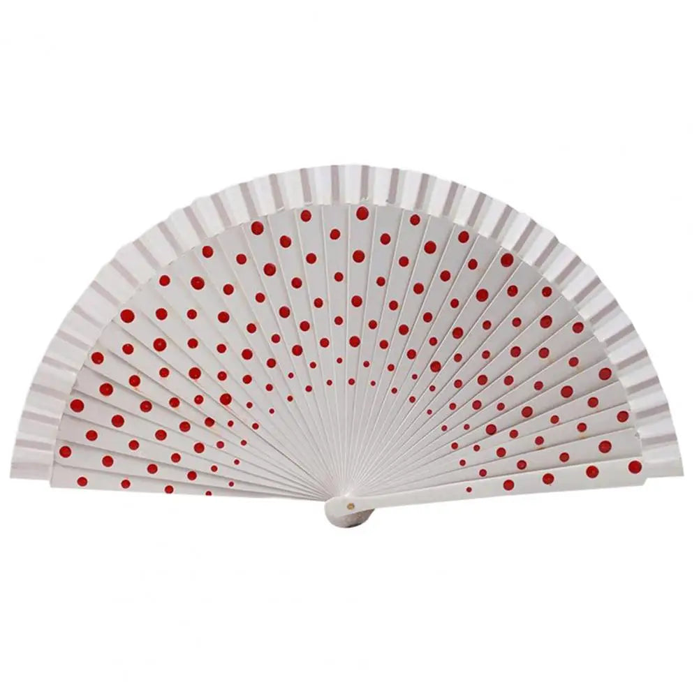 Dot Print Spanish Folding Fan Double-sided