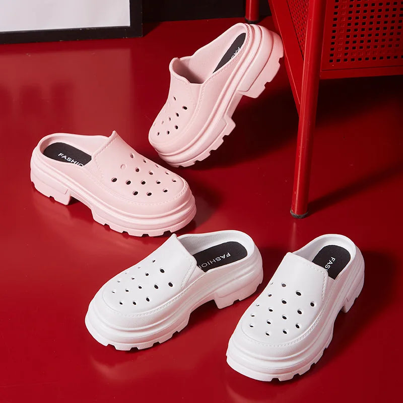 Kidmi Women Platform Slippers Summer Holes Clogs Sandals Fashion Thick Sole Sandals Outdoor Beach Slides Soft Cloud Garden Shoes