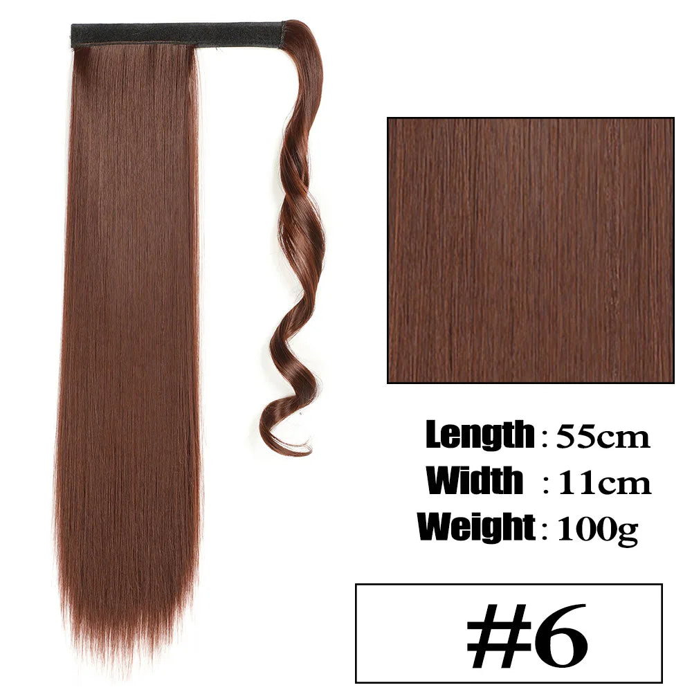 VIVIEIEI Ponytail Hair Extension 22 Inch 100g Natural Black Ponytail Extension Clip in Wrap Around Hair Extension Hairpieces