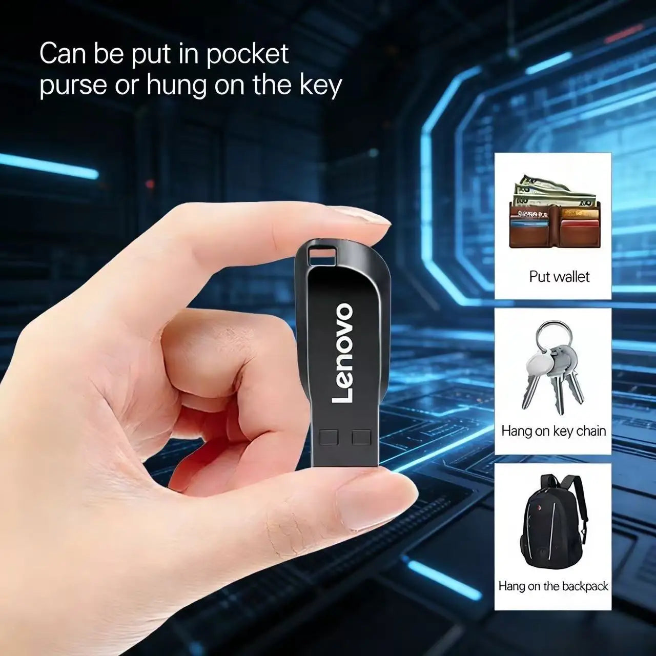 Lenovo 2TB USB Portable 3.0 USB Drive Waterproof Memory 1TB  Flash Drive 512GB USB Flash Drive High Speed Metal Pen Drive
