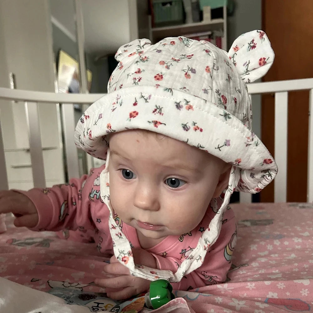 Muslin Cotton Baby Hat Summer Infant Cap Panama for Kids Soft Baby Sun Hats Girls Boys Bucket Hat Accessories Children 3-12M