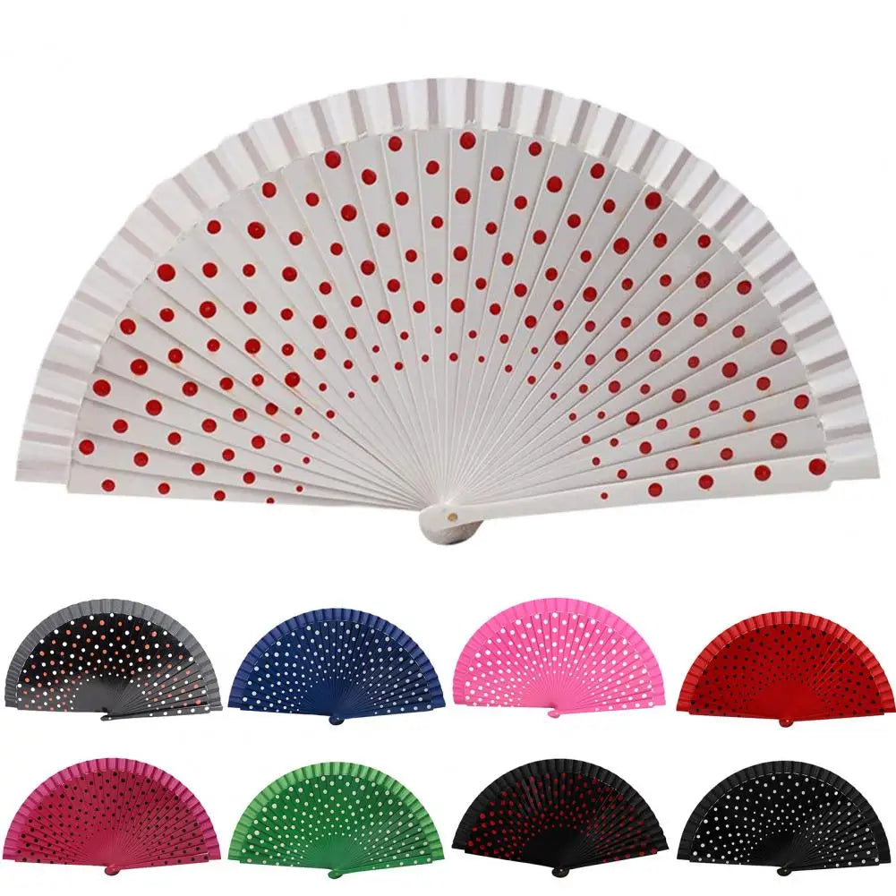 Dot Print Spanish Folding Fan Double-sided