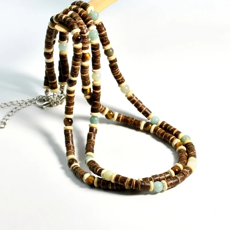 Laut Turquoise Wood Necklace Boho Beach Surfer Adjustable Bead Necklaces for Women Men Summer Jewelry Gifts