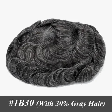 Permier Male Hair Prosthesis Ultra-Thin 0.03mm Skin Wigs for men 6" Men's capillary prothesis Toupee 100% Human Hair Men's Wig