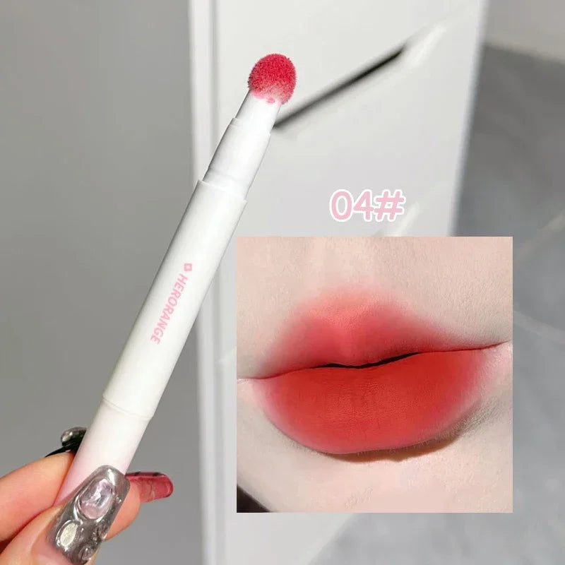 Liquid Lipstick with Cushion Applicator Velvet Matte Lip Gloss Moisturizing Cream Soft Liquid Blush Lip Stick Multi-uses Makeup
