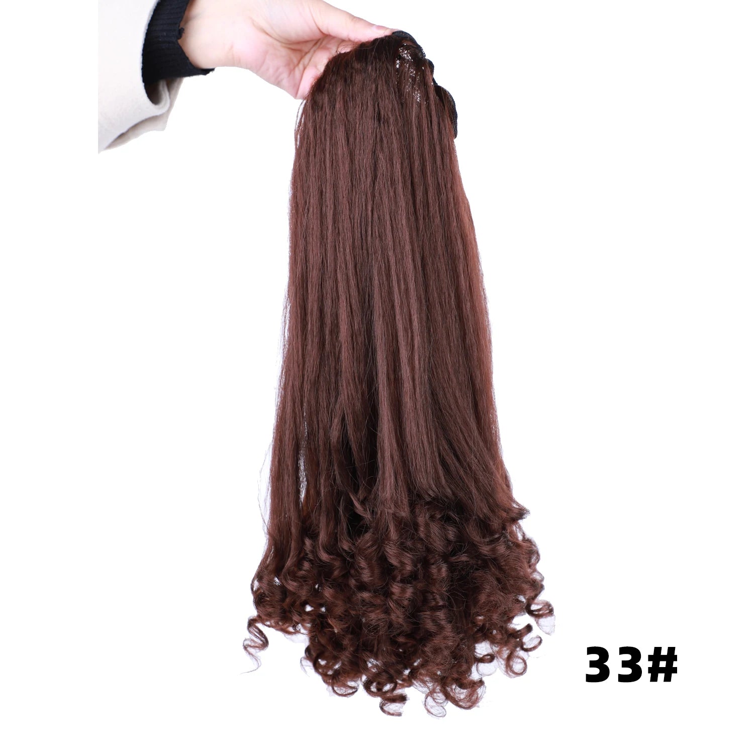 Lydia Tail Dancing Loose Curly Synthetic 20" Kinky Straight Hairpieces Two Plastic Comb Drawstring Ponytail Hair Extension Black