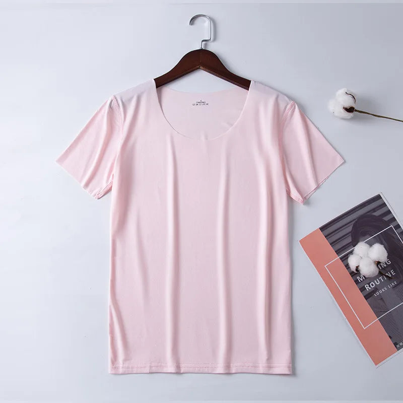 Women Ice Silk T-shirt Vest Y2k Tank Top