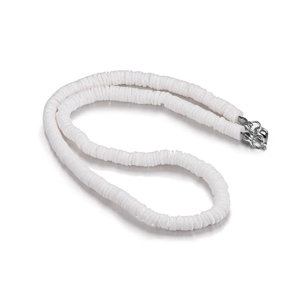 Boho Shell Necklaces, Puka Shell Necklace for Men Women Seashell Choker Necklace Smooth Shell Chip Summer Beach Necklace