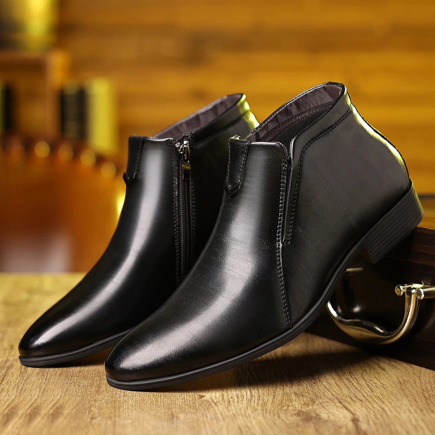 Men Ankle Boots Luxury High-top Men Leather Shoes High Quality Non-Slip Motorcycle Boots Fashion Zipper Men Boots 2025