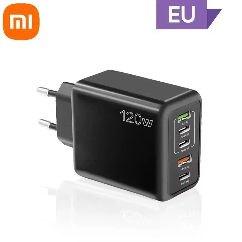 Xiaomi 120W Fast Charging Multi 5 Ports USB C PD Interface Charger Quick Charge Phone Charger Adapter For iPhone Xiaomi Samsung