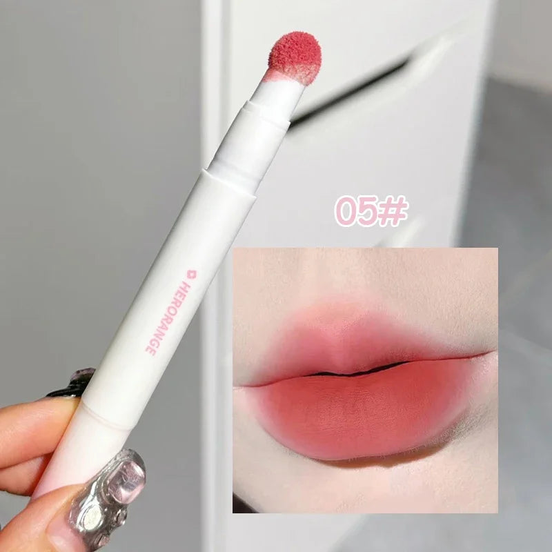 Liquid Lipstick with Cushion Applicator Velvet Matte Lip Gloss Moisturizing Cream Soft Liquid Blush Lip Stick Multi-uses Makeup