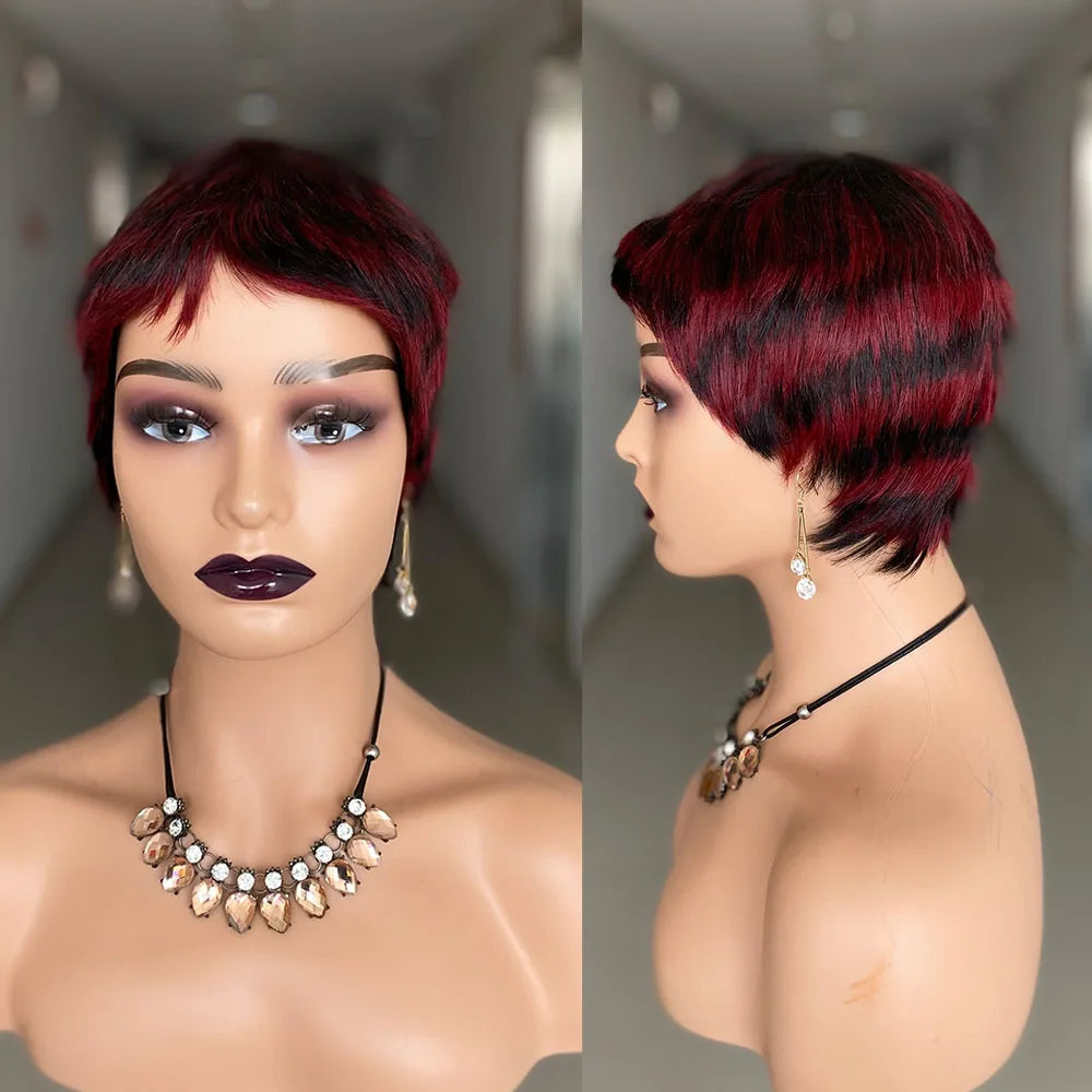 Short Pixie Cut Human Hair Wig - Natural
