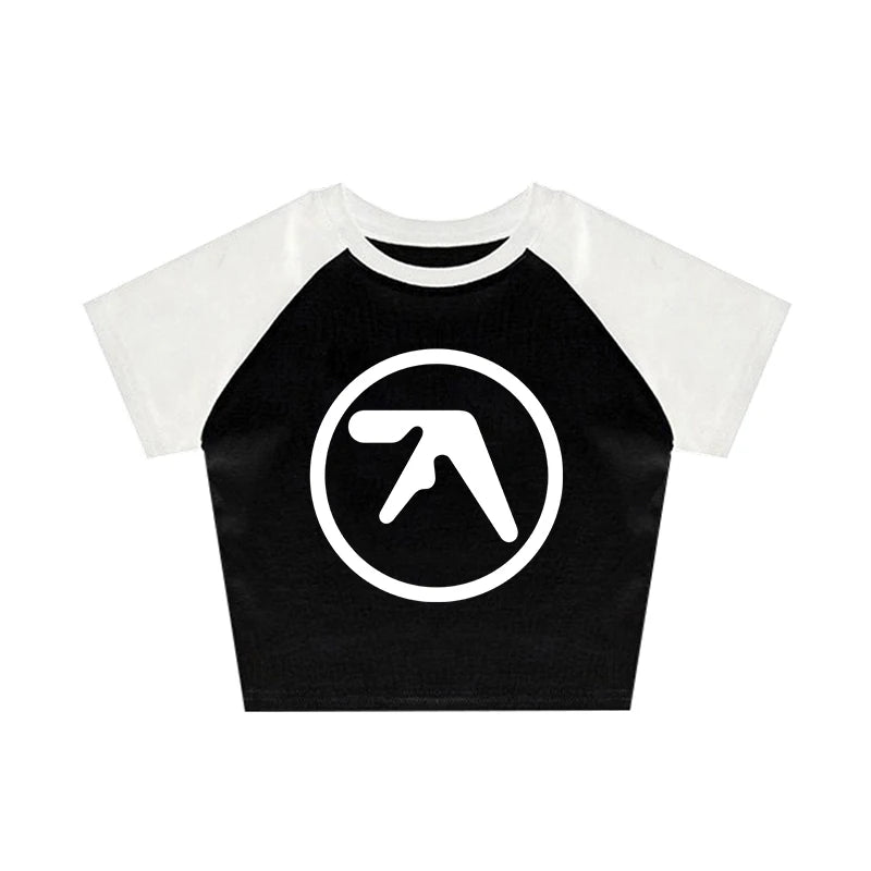 Punk Aphex Twin Print T-Shirt Crop Top Y2k