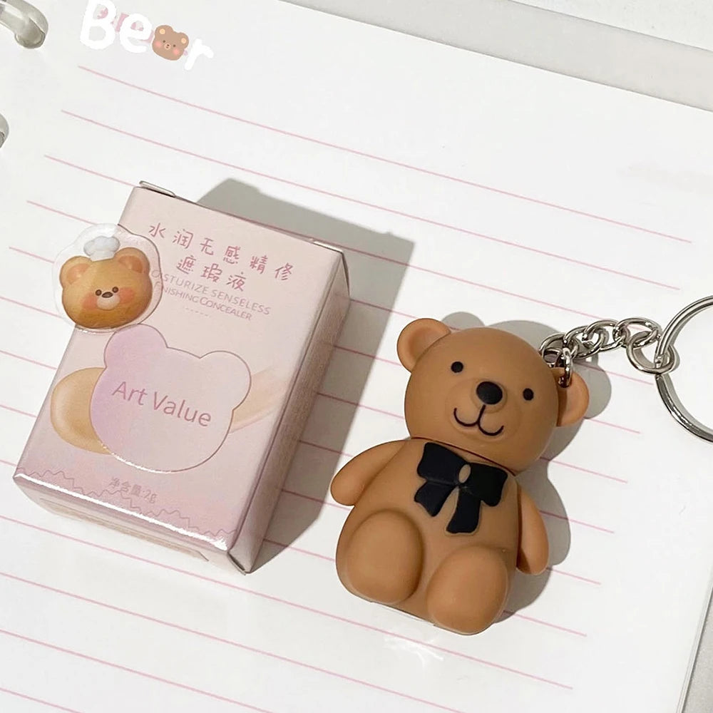 Small Bear Face Liquid Foundation Concealer Waterproof Full Coverage Concealer Covering Black Circles and Acne Marks Face Makeup