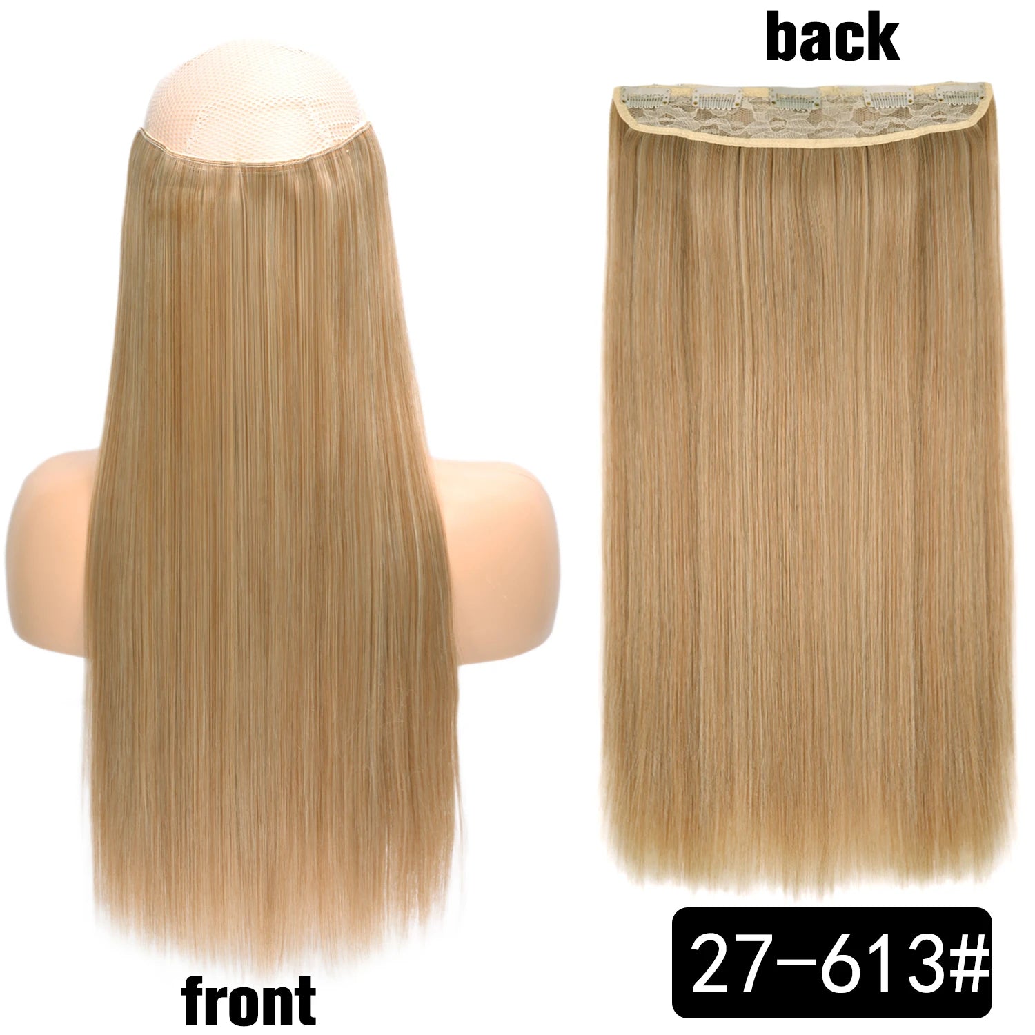 5 Clip-In Hair Extensions Long Straight One Piece Synthetic Heat-Resistant Fibre Hairpiece 22Inch Black Blonde Natural Hairstyle