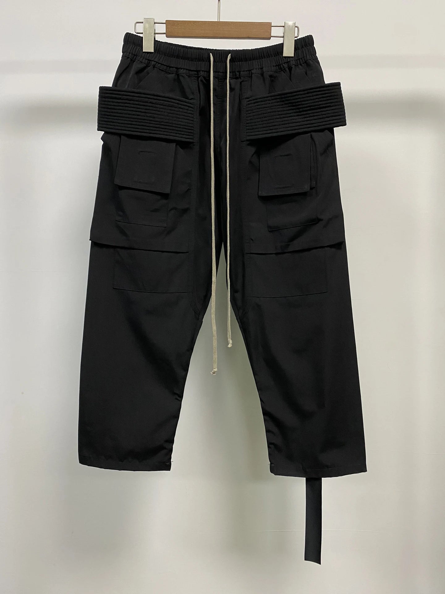 Owen Seak Men Cargo Harem Calf-Length Pants Gothic Men's Casual Summer Cross Lightweight Solid Loose Black Short Size XL