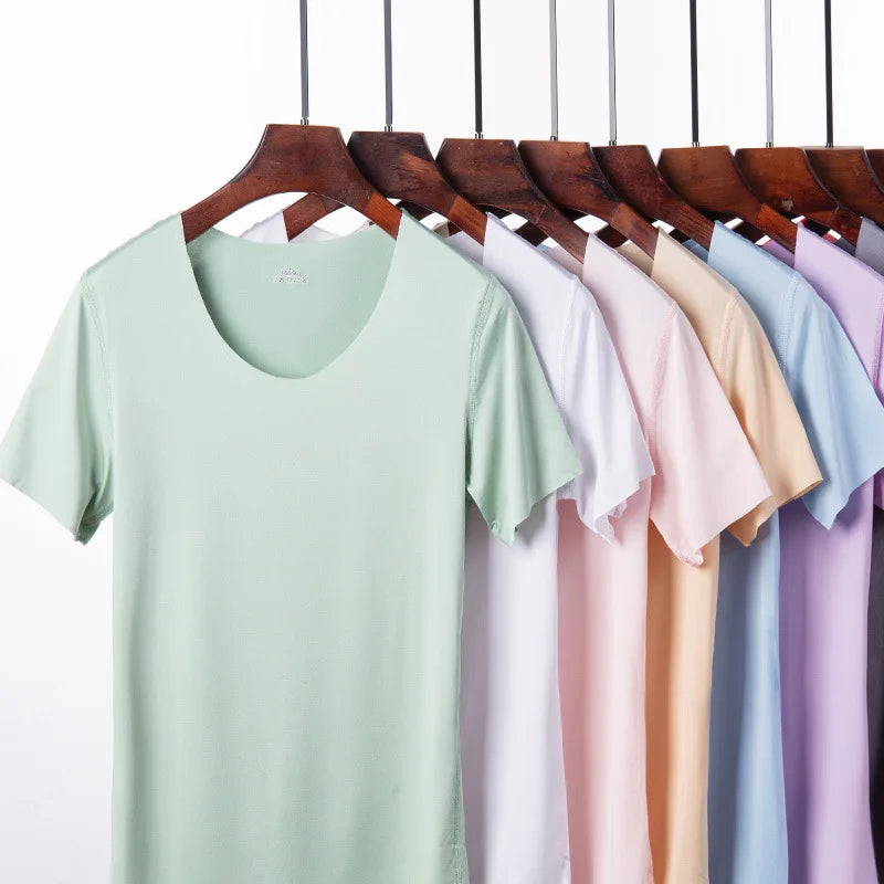 Women Ice Silk T-shirt Vest Y2k Tank Top