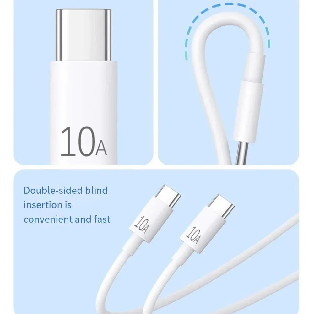 Universal 120W 10A Fast Charger PD Dual USB C To Type C Quick Charging Cable High-speed Data Transfer Wire Cord