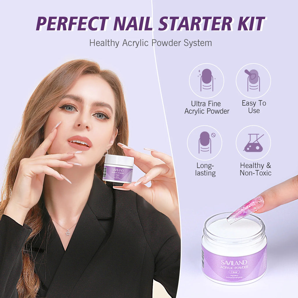 Acrylic Nail Kit Powder Liquid 3D Tips