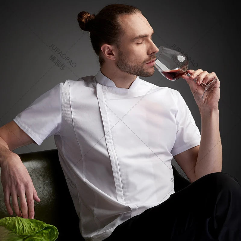 Summer Chef Costume Cook Jacket Male Chef's White Shirt Restaurant Uniform Barber Shop Workwear Overalls Restaurantes