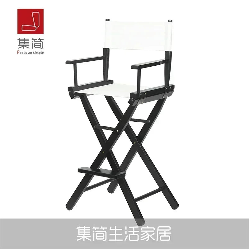 Versatile Solid Wood Director Chair Folding Canvas High Stool Multipurpose Office Chair Makeup Chair Portable Seat Comfortable