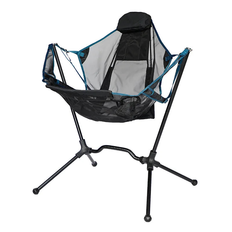 DZ Outdoor Portable Folding Rocking Chair Breathable Mesh Moon Chair Folding Chair Fishing Camping Beach Leisure Outdoor Chairs