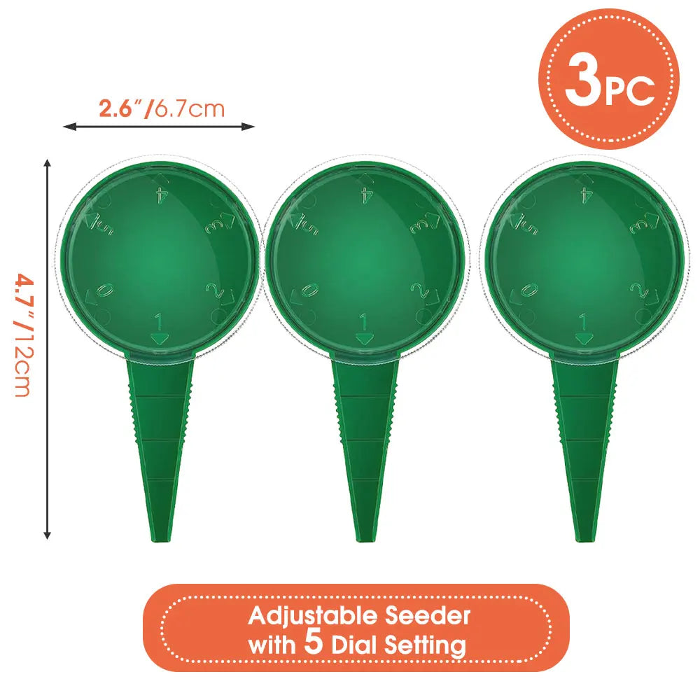 Mini Sowing Seed Dispenser Manual Sower Seed Spreader Handheld Seed Planter Tool 5 Different Settings Hand Seeder with 2 Transpl