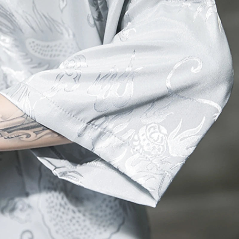 Kimono Cardigan Jacket Men's Japanese Summer Yukata Men's Yuki Obi Japanese Dragon Coat Traditional Japan Clothing Outwear New