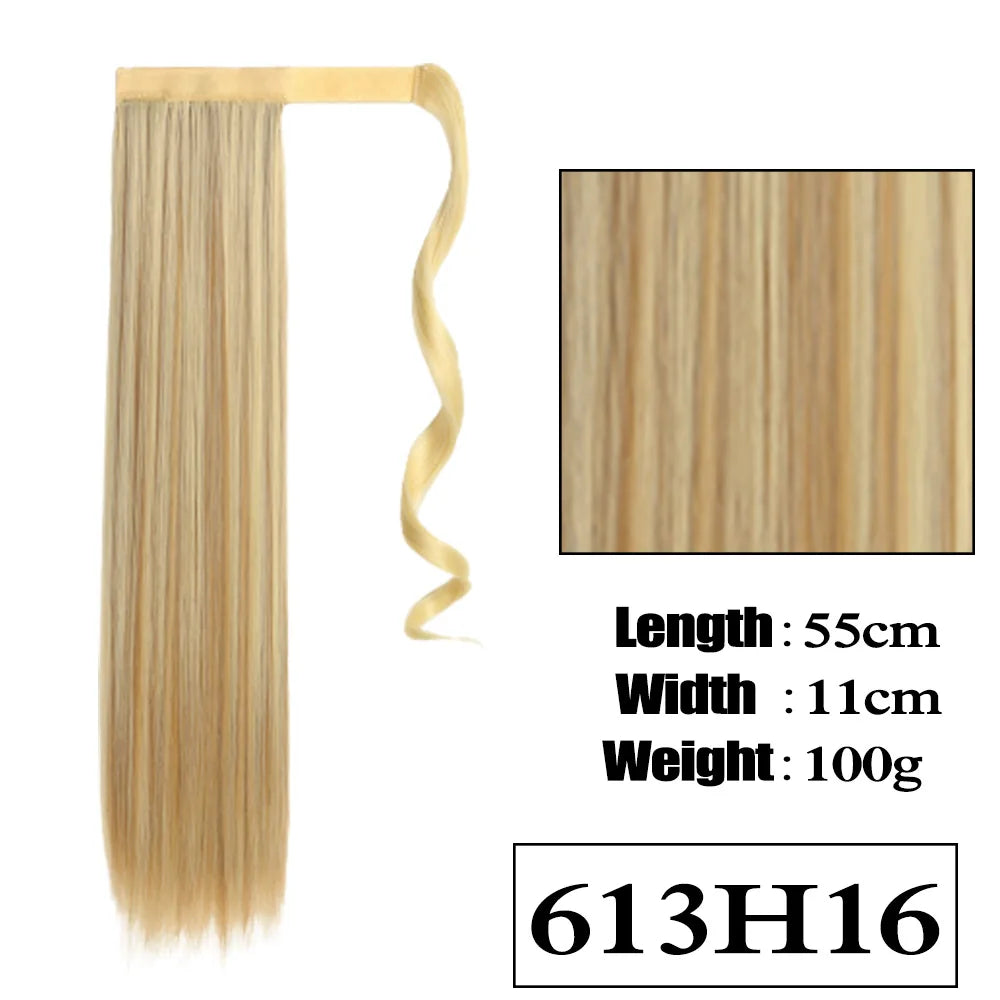 VIVIEIEI Ponytail Hair Extension 22 Inch 100g Natural Black Ponytail Extension Clip in Wrap Around Hair Extension Hairpieces