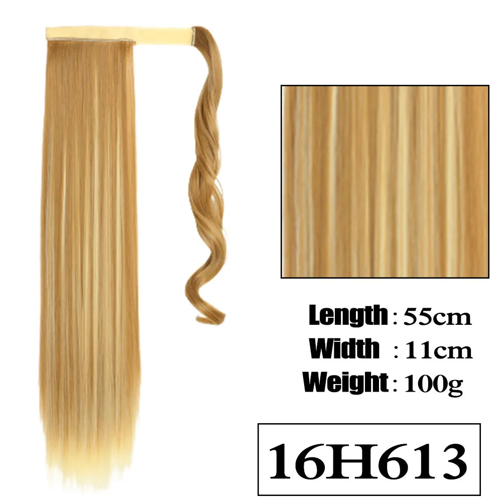 VIVIEIEI Ponytail Hair Extension 22 Inch 100g Natural Black Ponytail Extension Clip in Wrap Around Hair Extension Hairpieces